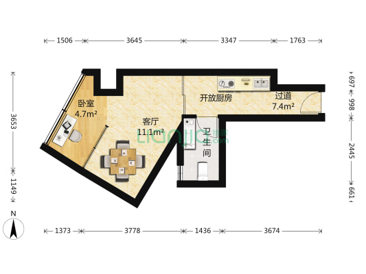 长丰苑 1室1厅1卫 43平方