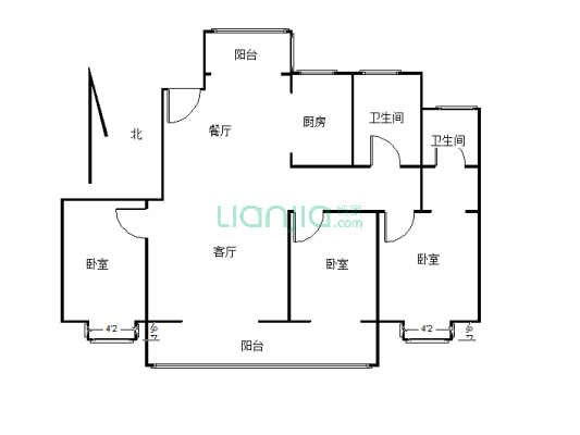 此房位于10楼，小高层电梯洋房，139平，三室两厅-户型图