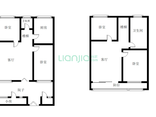 三处仅有的几栋联排小别墅，南北通透，随时入职。-户型图