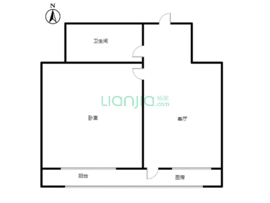 六十七处家属楼 1室1厅 南-户型图