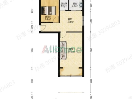 铁道部建厂局家属楼 2室1厅 南 北-户型图