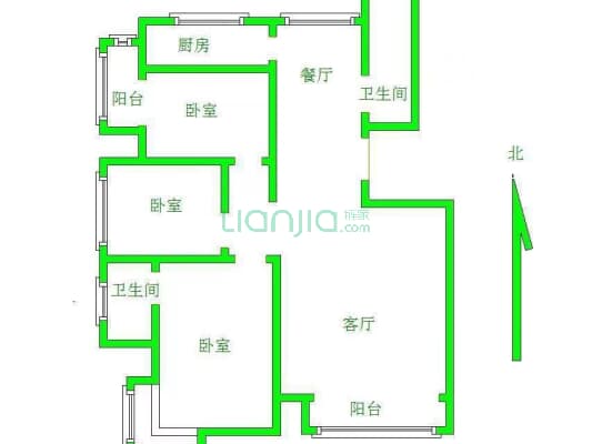 丽景蓝湾B区 3室2厅 南 北-户型图