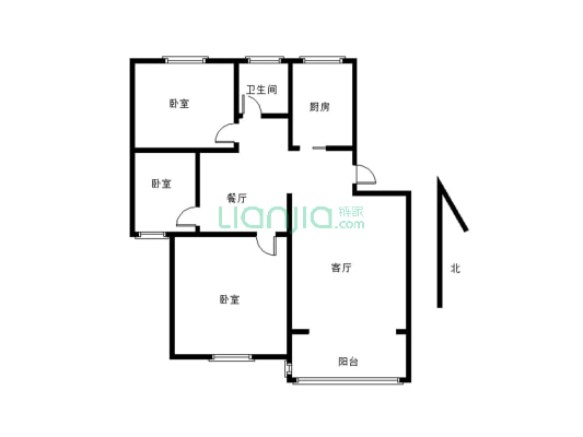 华南新村3室2厅90平报价69.8万房东装修未住过-户型图
