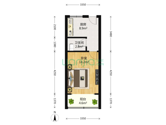 临汾路1515弄 1室0厅1卫 34平方