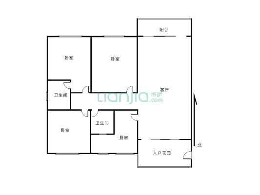 房子是长寿桃花新城的出行方便正三房双卫两个大阳台-户型图
