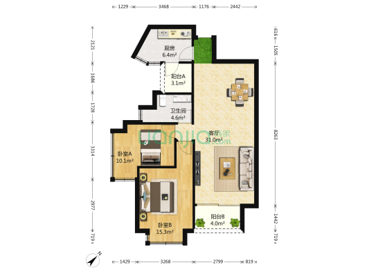 南城都汇汇馨园三期 2室1厅1卫 89平方