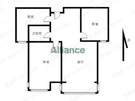集中供暖次新小区 户型方正明厨明卫-户型图