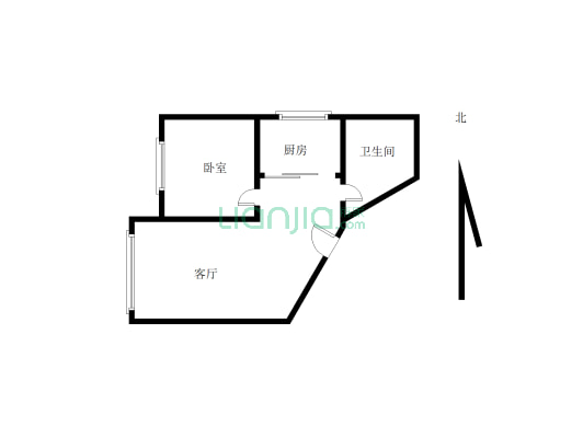 亚兴国际公寓  74.52平 精装 一室一厅 可贷款-户型图