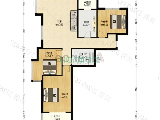开发区 南北通透 三居室  精装修-户型图