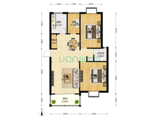 众城商厦 3室2厅2卫 157平方