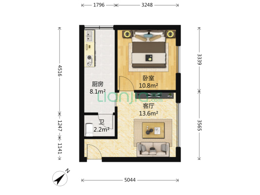 仰天湖 1室1厅1卫 44平方