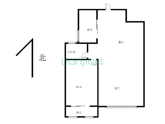 建设嘉苑1室2厅安置房，毛坯房，看房方便-户型图
