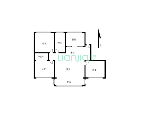 添运新区精装修三室两厅一厨一卫木地板 地暖-户型图