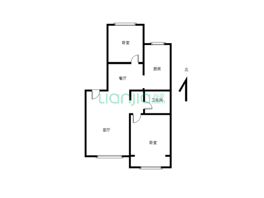 馨泰家园 87.6平米 步梯2楼  两室两厅 49万-户型图