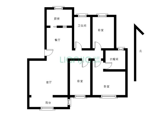 家和盛世，三室两厅一厨两卫，一梯一户，拎包入住-户型图