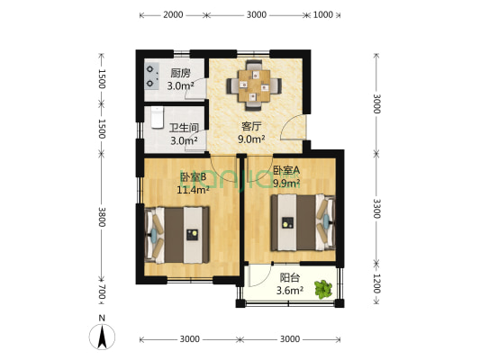 盈港新村 2室1厅1卫 50平方