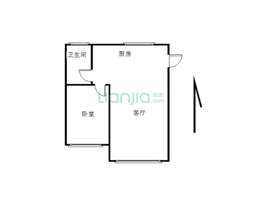 香山名苑，63平，一室一厅，7楼，21万-户型图