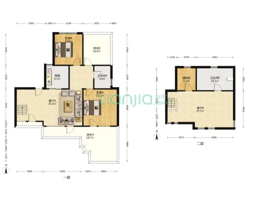 高铁新干线 2室2厅 南 北-户型图