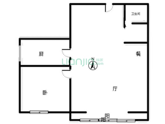 范阳路地质嘉园 正规一室一厅 中间楼层 采光好-户型图