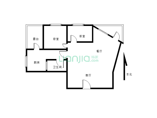 上江北天发花园两室带双露台出售，房子在二楼-户型图