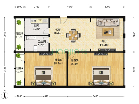 城丰路15弄 2室2厅1卫 115平方