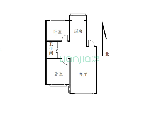 香山名苑小区步梯5楼出售，两室一厅-户型图