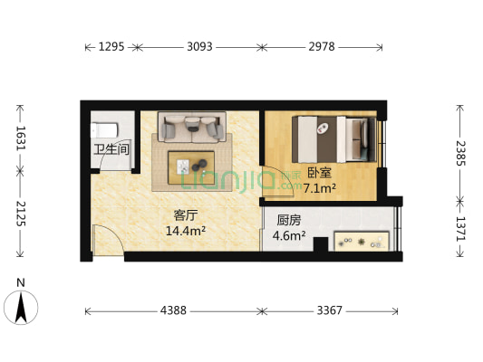 曼哈顿二期半山壹号 1室1厅1卫 41平方
