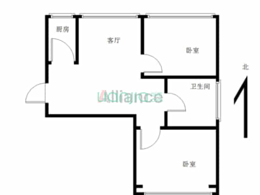 兴隆豪庭，南北通透的2居室，好楼层东边户-户型图