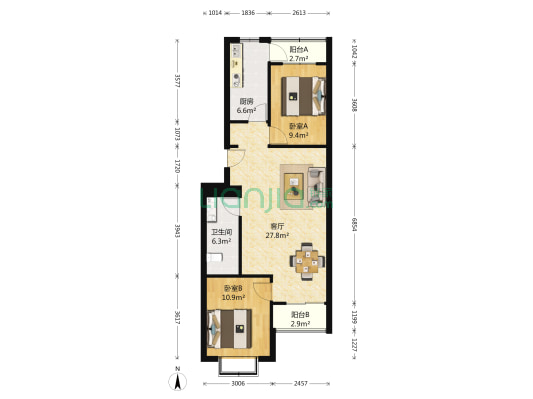 铁三局小区 2室1厅1卫 92平方