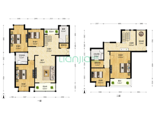 天明园 5室1厅2卫 206平方