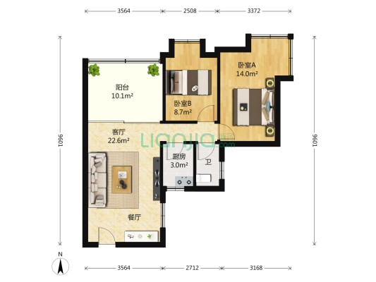 易达大厦 2室1厅1卫 69平方