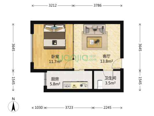 树语城 1室1厅1卫 51平方