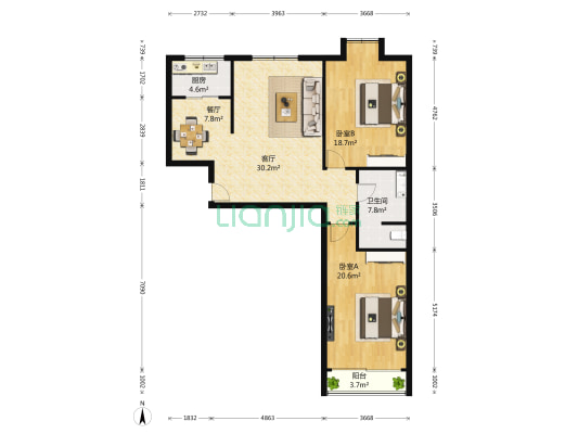 世佳戎居 2室2厅1卫 126平方