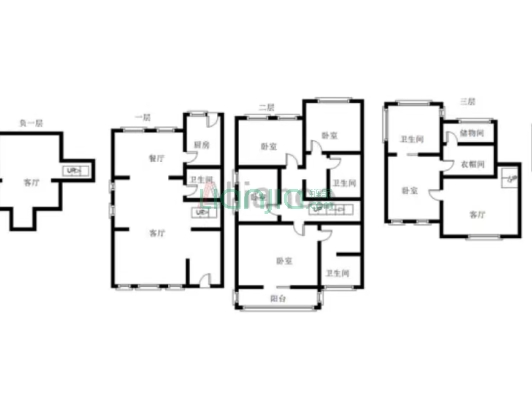 京南双拼别墅140平院子，500米进京 格局合理 有地下室-户型图