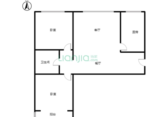水岸花城 南北通透两居 集中供暖 环境好-户型图