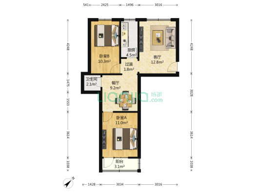 隆德路 2室2厅1卫 74平方