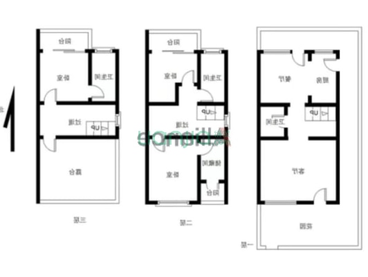 码头离高速近 联排别墅前后带小院 低总价 可议-户型图