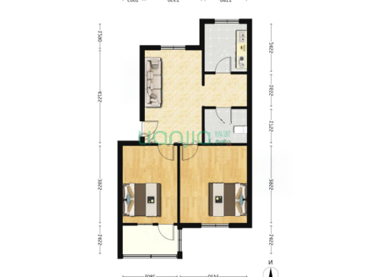 邱庄小区 一层带院 带小房 两居-户型图