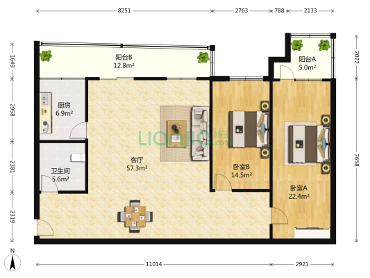 康宁大厦 2室1厅1卫 143平方