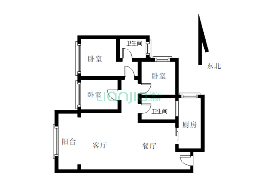 上江北岷江新区新小区精装三房 拧包入住-户型图
