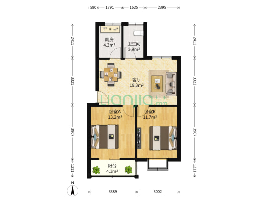 金益三村 2室1厅1卫 72平方