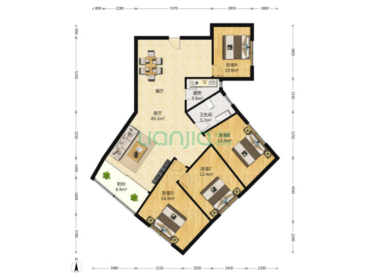 明德坊 3室2厅2卫 125平方