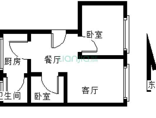 三江厂宿舍 2室2厅 东南 西南 东北-户型图