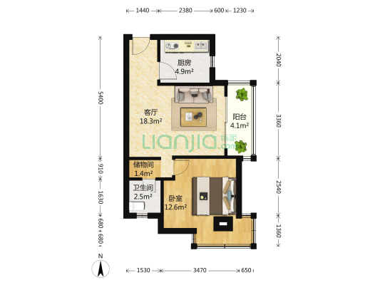 西郊英园 1室1厅1卫 65平方