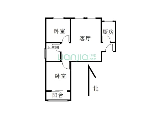 兰庭两室一厅一，交通便利，楼层适中，适合居住-户型图
