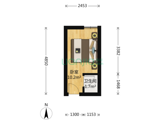 高教大楼 1室0厅1卫 19平方