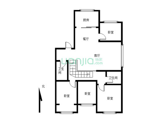 临河小区 步梯5楼 公摊面积小 144.5平 大三室-户型图