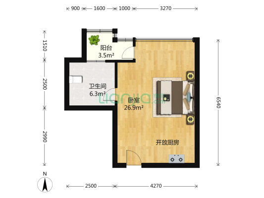 湖畔尚品 1室0厅1卫 50平方