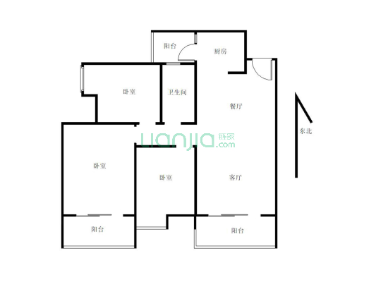 房子是三室两厅一卫可以看江户型方正-户型图