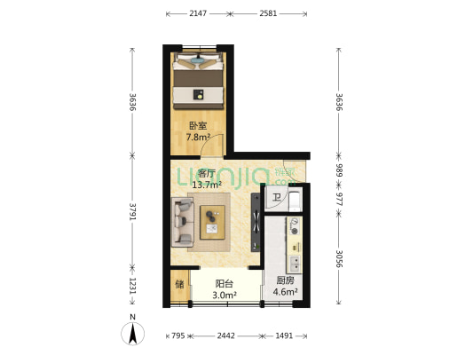 青羊东一路47号 1室1厅1卫 41平方